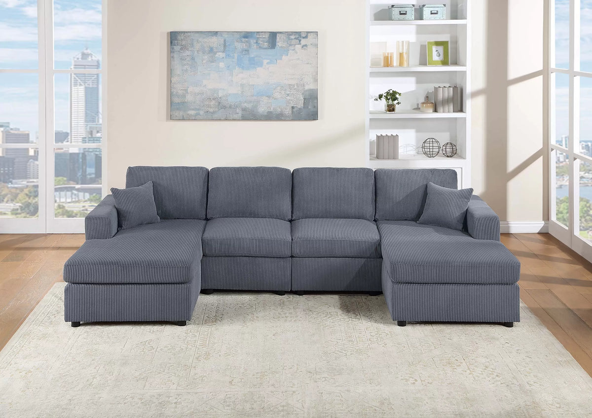 3-Piece Sectional Sofa Set – Dark Gray (F8449)