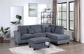 3-Piece Sectional Set – RAF Chaise + LAF Sofa W/ USB Port + Storage Ottoman – Dark Gray (F8453)