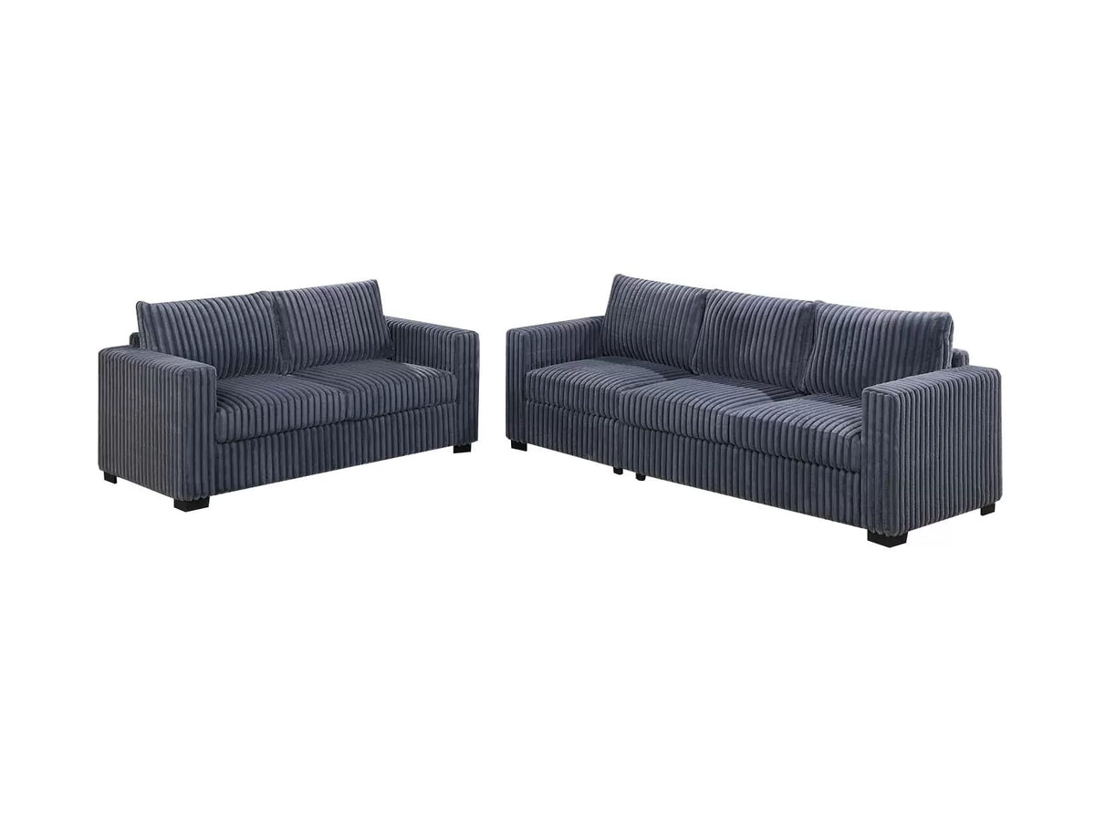 2-Piece Sofa Set – Sofa + Loveseat – Dark Gray (F8461)