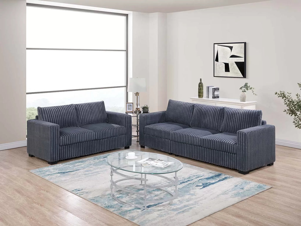2-Piece Sofa Set – Sofa + Loveseat – Dark Gray (F8461)