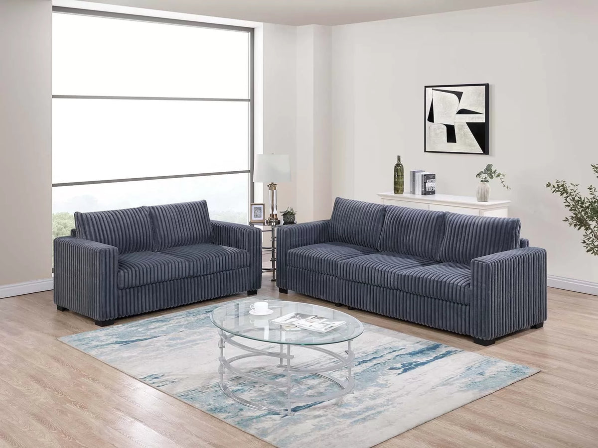 2-Piece Sofa Set – Sofa + Loveseat – Dark Gray (F8461)