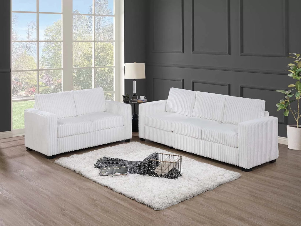 2-Piece Sofa Set – Sofa + Loveseat – Milk (F8462)
