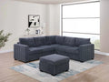 4-Piece Sectional Set W/ Ottoman – One-Arm Loveseat x 2 + Corner Wedge + Cocktail Ottoman – Dark Gray (F8463)