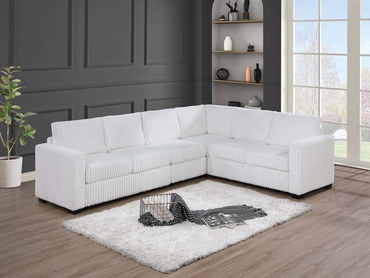 4-Piece Sectional Set – One-Arm Loveseat x 2 + Corner Wedge + Armless Chair – Milk (F8466)
