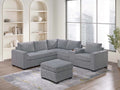 4-Piece Sectional Set W/ Ottoman – Light Gray (F8468)