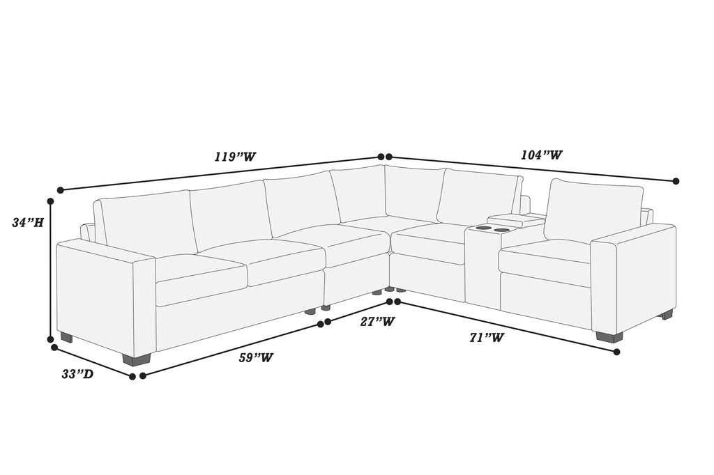 4-Piece Sectional Set – Light Gray (F8470)