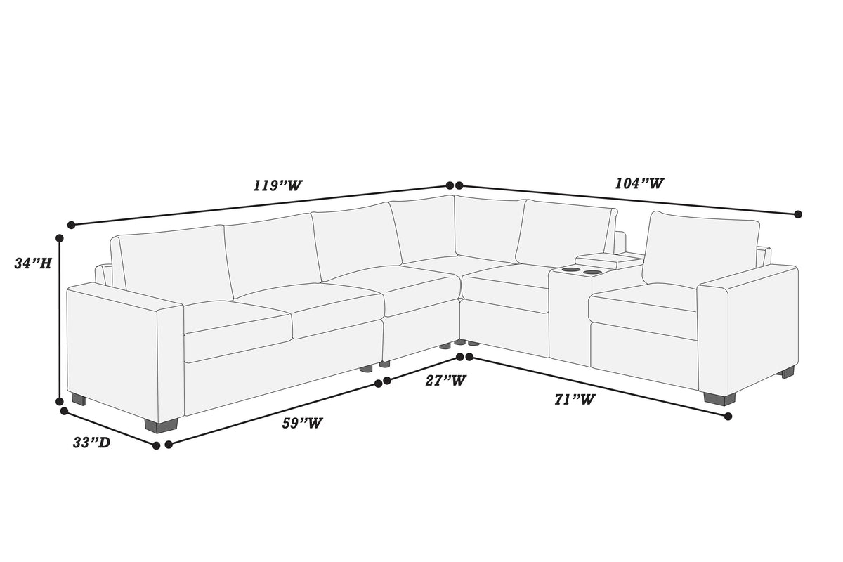 4-Piece Sectional Set – Light Gray (F8470)