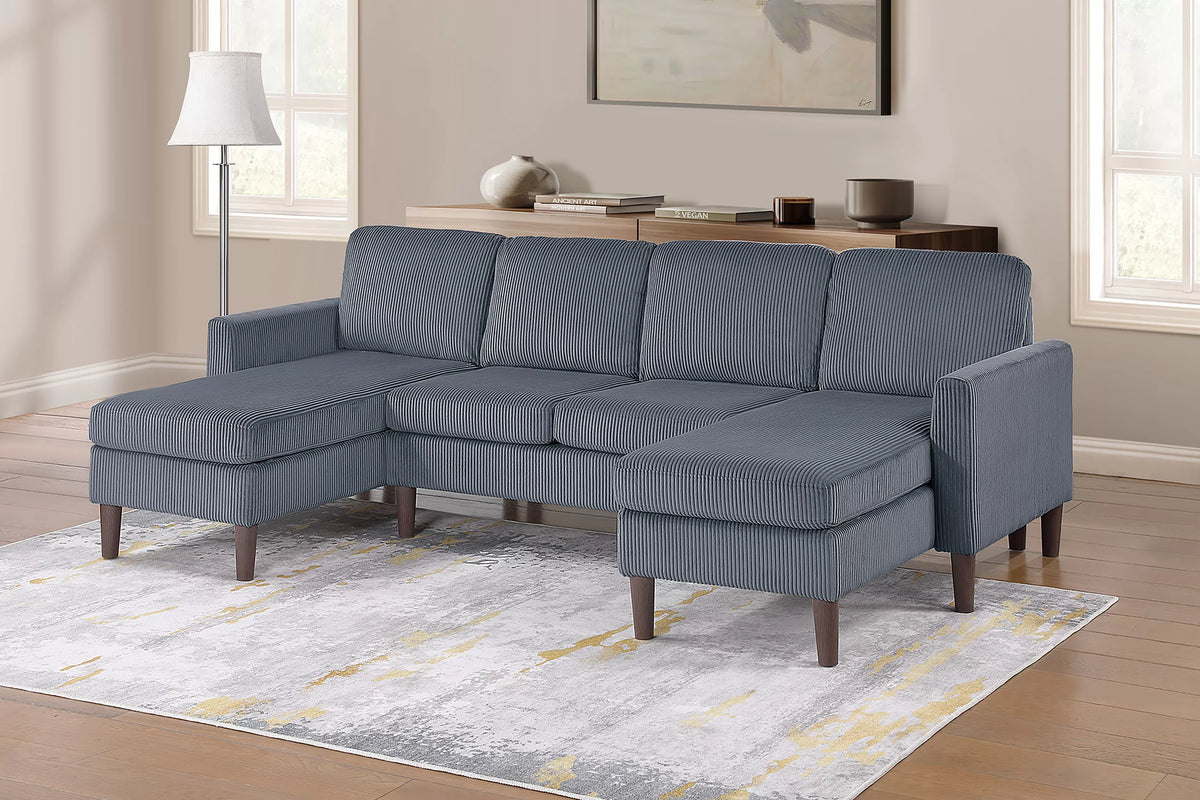 3-Piece Sectional Set – RAF/LAF Chaise & Armless Loveseat – Dark Gray (F8471)