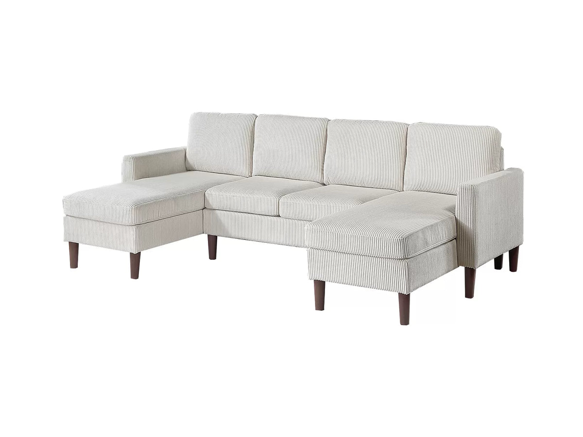 3-Piece Sectional Set – RAF/LAF Chaise & Armless Loveseat – Beige (F8472)
