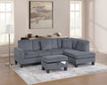 3-Piece Sectional Set W/ Ottoman – RAF Chaise + LAF Sofa + Storage Ottoman – Dark Gray (F8473)