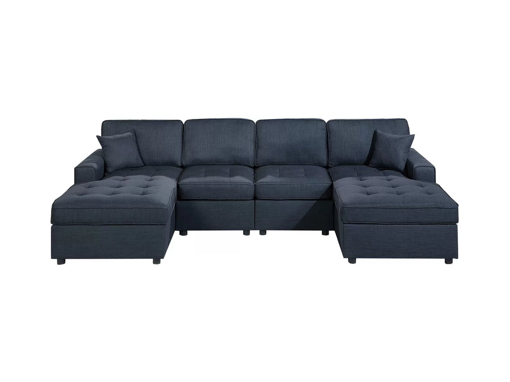 3-Piece Sectional Set – RAF/LAF Chaise + Armless Loveseat (Armless Chair x 2) – Dark Blue (F8476)
