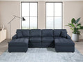 3-Piece Sectional Set – RAF/LAF Chaise + Armless Loveseat (Armless Chair x 2) – Dark Blue (F8476)
