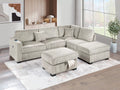 3-Piece Reversible Sectional Set W/ Ottoman – Reversible Chaise + Sofa W/USB + Storage Ottoman – Camel (F8482)