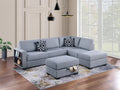 3-Piece Reversible Sectional Set W/ Ottoman – Reversible Chaise + Sofa W/ Built-In Shelf + Storage Ottoman – Gray (F8487)