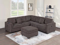 4-Piece Sectional Set W/ Ottoman – RAF/LAF One-Arm Loveseat W/USB + Corner Wedge + Cocktail Ottoman – Chocolate (F8491)