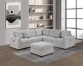 4-Piece Sectional Set W/ Ottoman – RAF/LAF One-Arm Loveseat W/USB + Corner Wedge + Cocktail Ottoman – Sincere Bone (F8494)