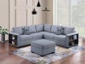 4-Piece Sectional Set W/ Ottoman – Gray (F8495)