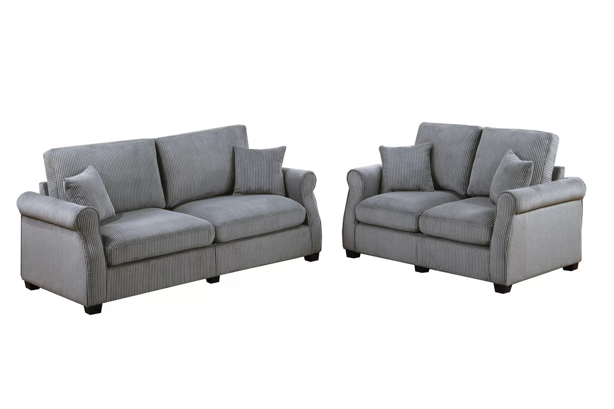 2-Piece Sofa Set – Sofa & Loveseat – Fog (F8498)