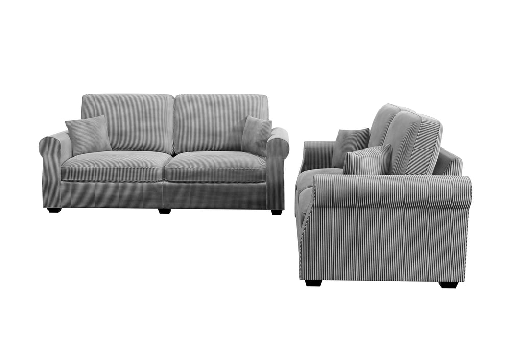 2-Piece Sofa Set – Sofa & Loveseat – Fog (F8498)