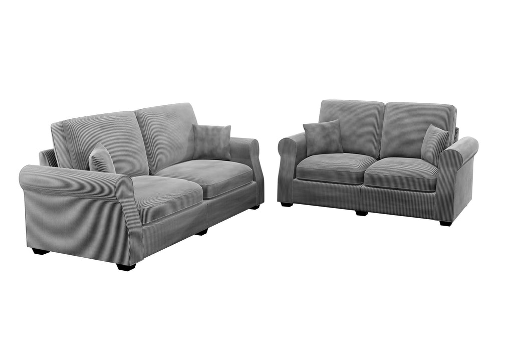2-Piece Sofa Set – Sofa & Loveseat – Fog (F8498)