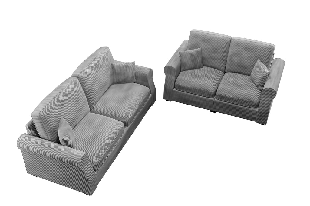 2-Piece Sofa Set – Sofa & Loveseat – Fog (F8498)