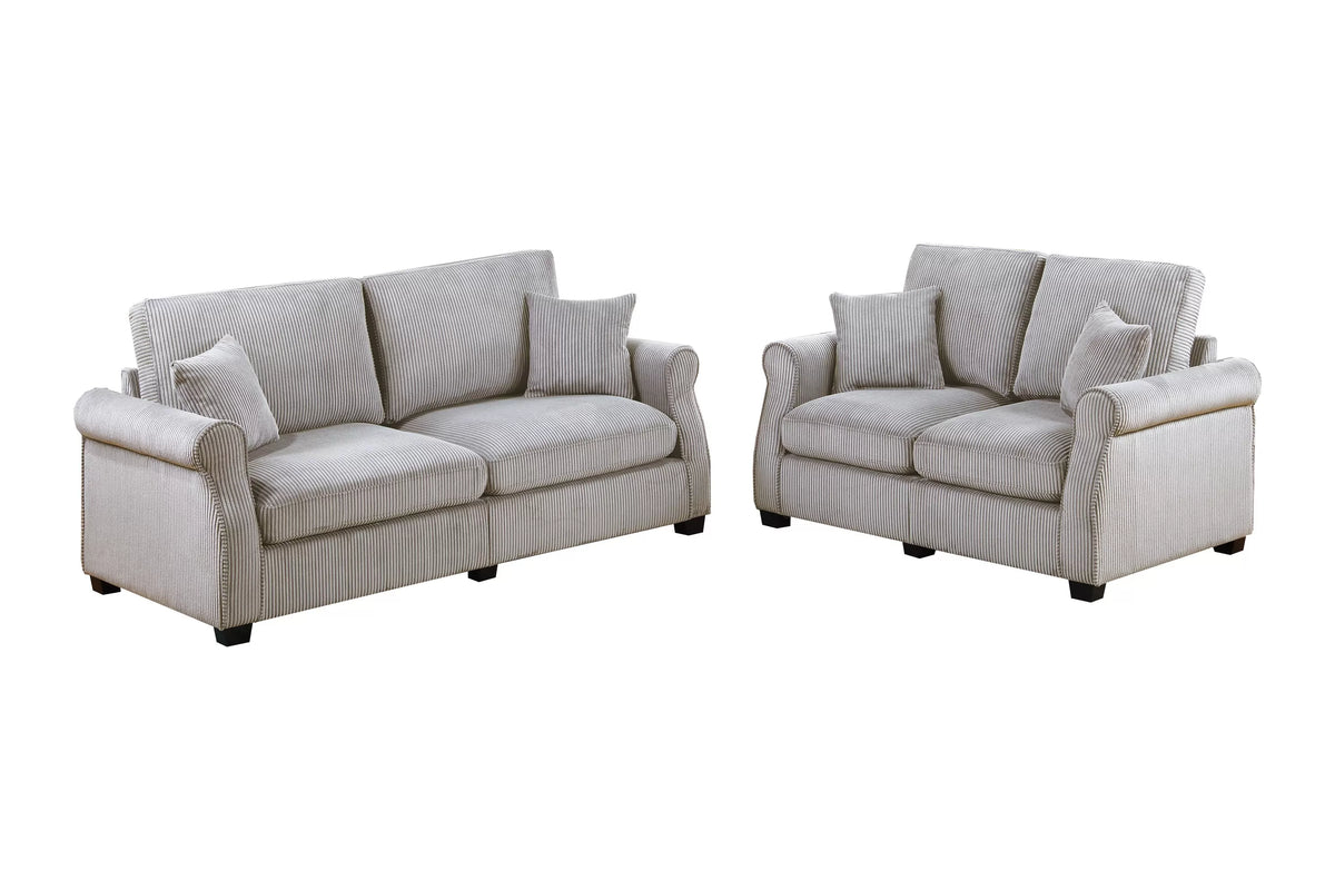 2-Piece Sofa Set – Sofa & Loveseat – Ivory (F8499)