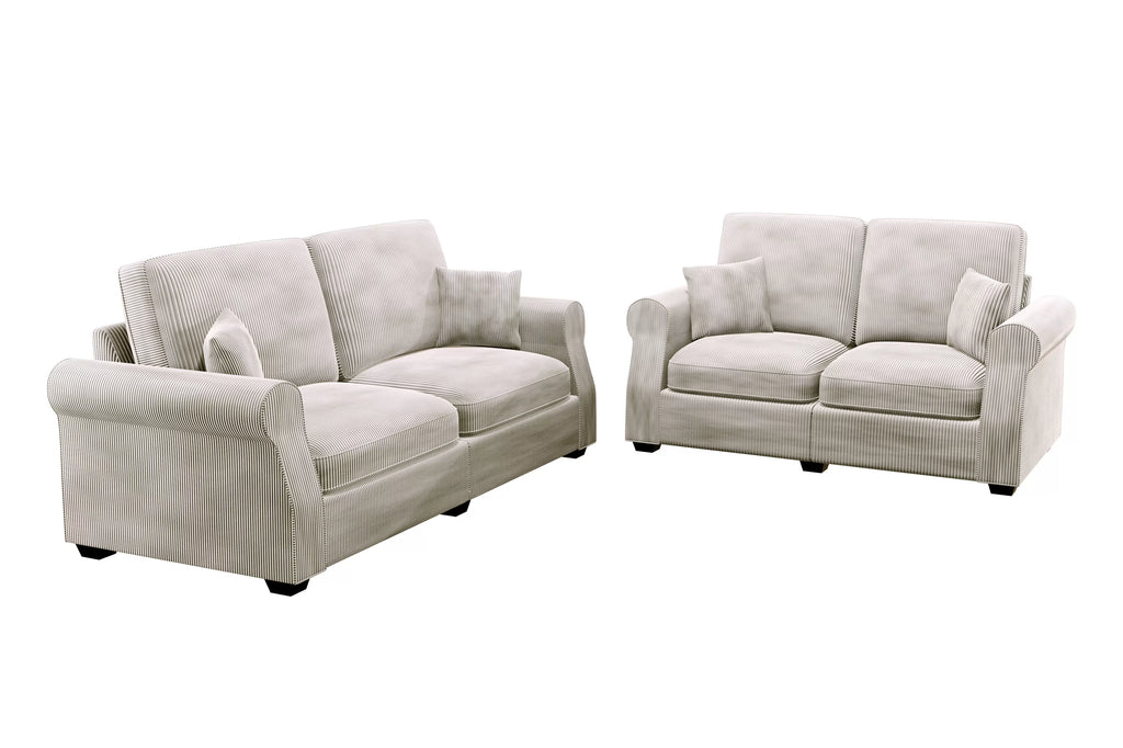 2-Piece Sofa Set – Sofa & Loveseat – Ivory (F8499)