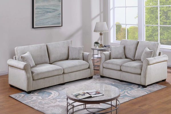 2-Piece Sofa Set – Sofa & Loveseat – Ivory (F8499)