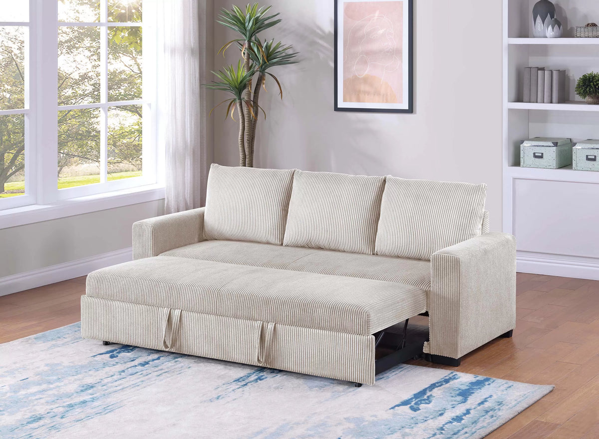 Convertible Sofa – Sleeper Sofa with Pull-Out Bed – Ivory (F8526)