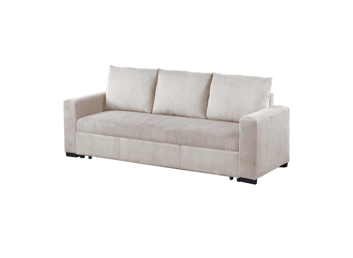 Convertible Sofa – Sleeper Sofa with Pull-Out Bed – Ivory (F8526)