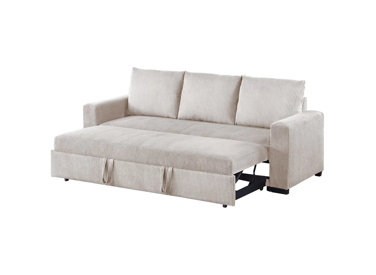 Convertible Sofa – Sleeper Sofa with Pull-Out Bed – Ivory (F8526)