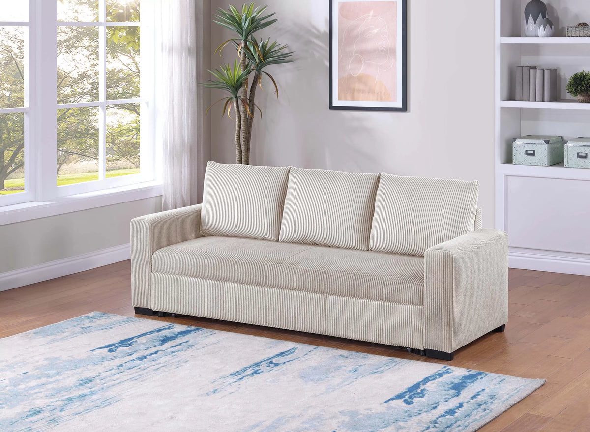 Convertible Sofa – Sleeper Sofa with Pull-Out Bed – Ivory (F8526)