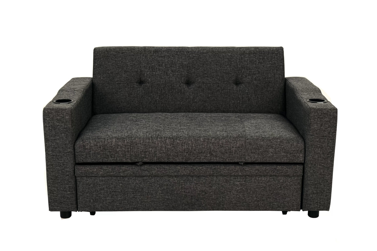 Convertible Sofa – Sleeper Sofa W/ Cup Holders – Charcoal (F8533)