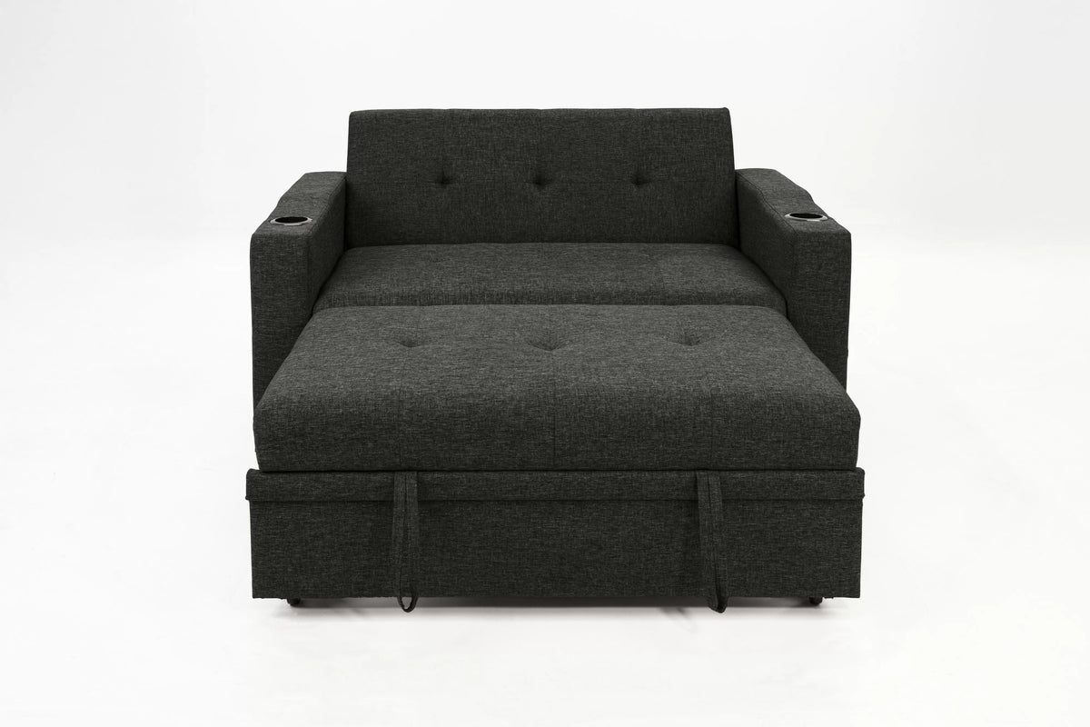 Convertible Sofa – Sleeper Sofa W/ Cup Holders – Charcoal (F8533)