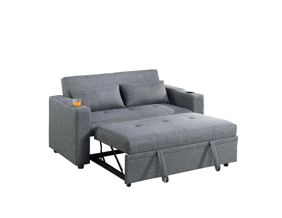 Convertible Sofa – Sleeper Sofa W/ Cup Holders – Black Gray (F8534)