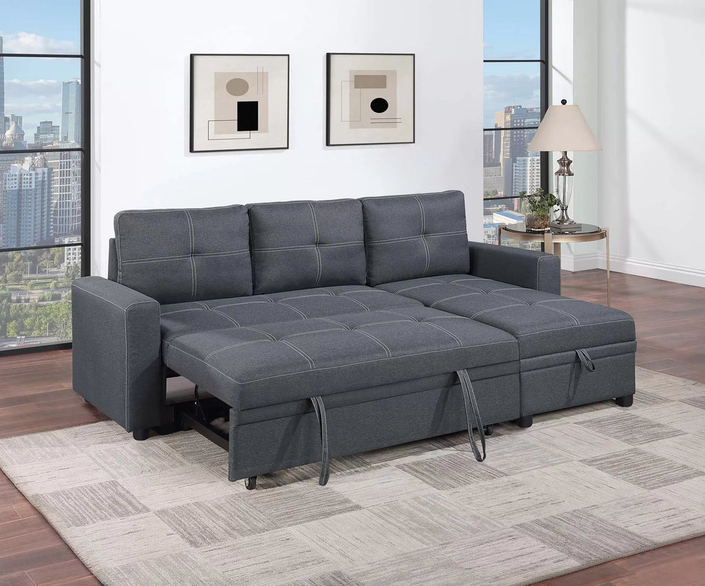 Convertible Sectional – Reversible Convertible Sectional W/Storage – Charcoal (F8535)