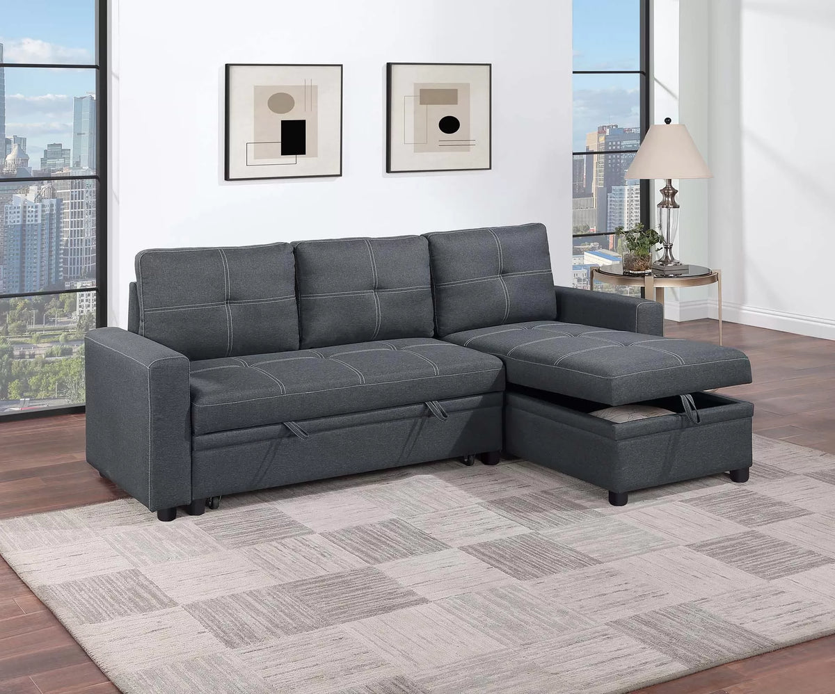 Convertible Sectional – Reversible Convertible Sectional W/Storage – Charcoal (F8535)