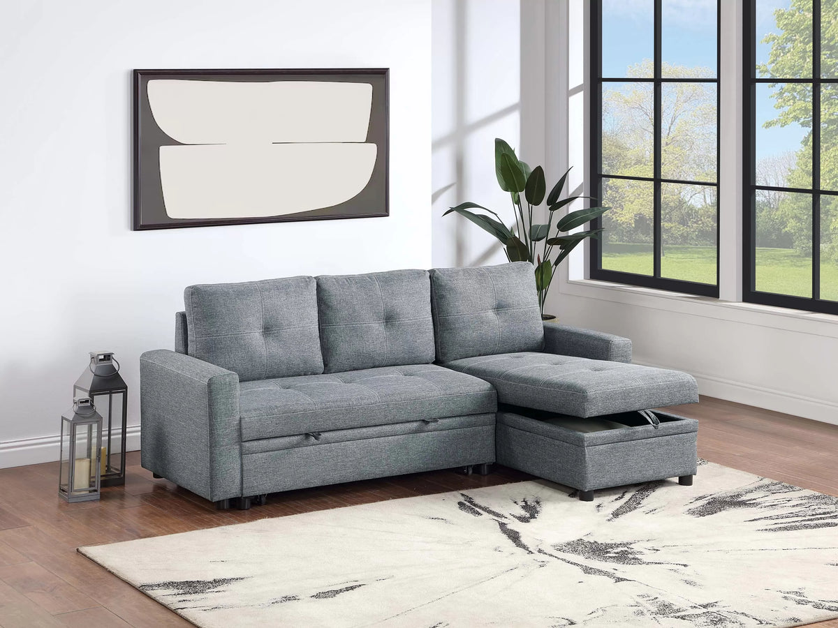 Convertible Sectional – Reversible Convertible Sectional W/Storage – Granite (F8536)