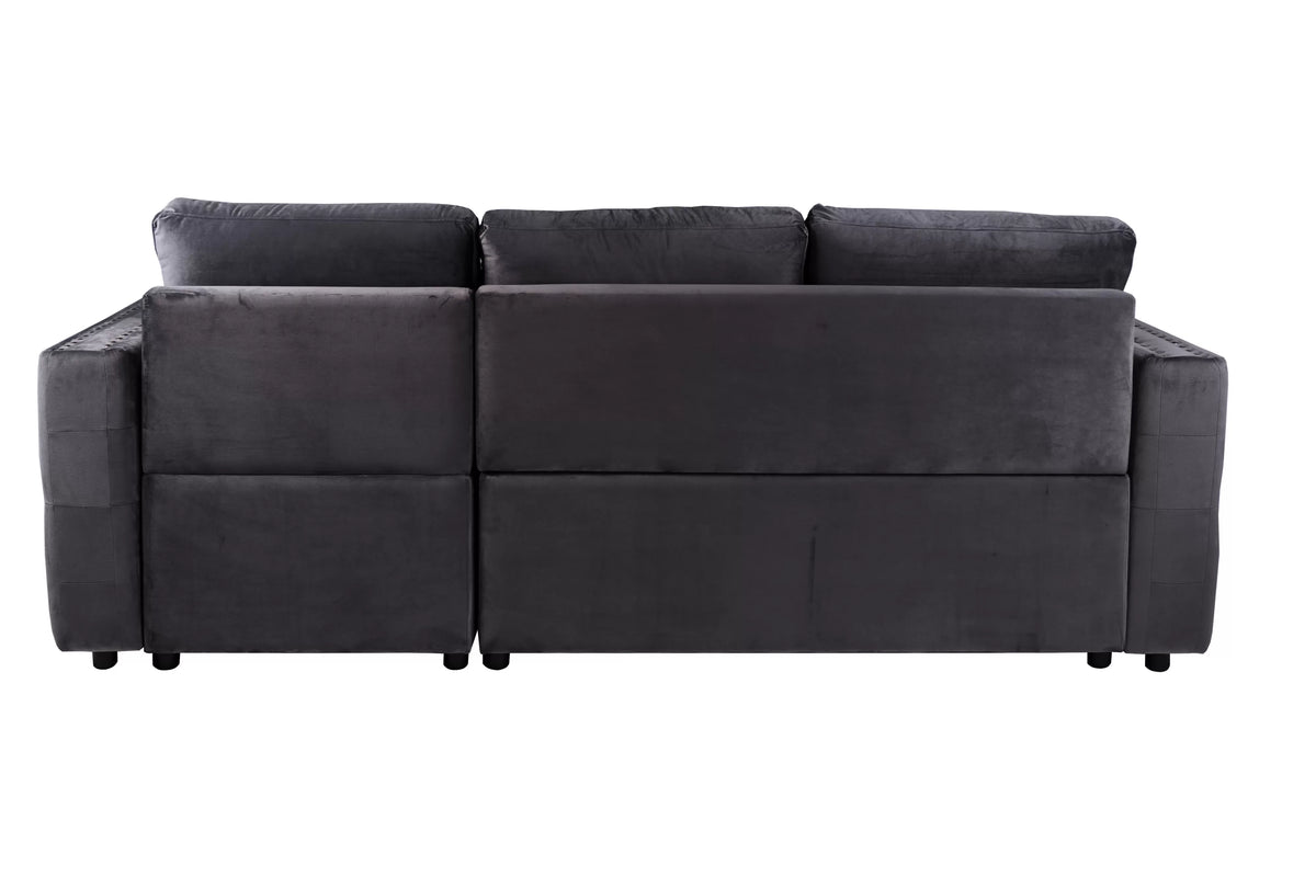 Convertible Sectional – Reversible Convertible Sectional W/Storage – Black (F8540)