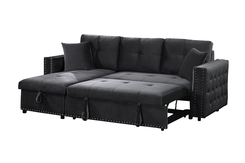 Convertible Sectional – Reversible Convertible Sectional W/Storage – Black (F8540)