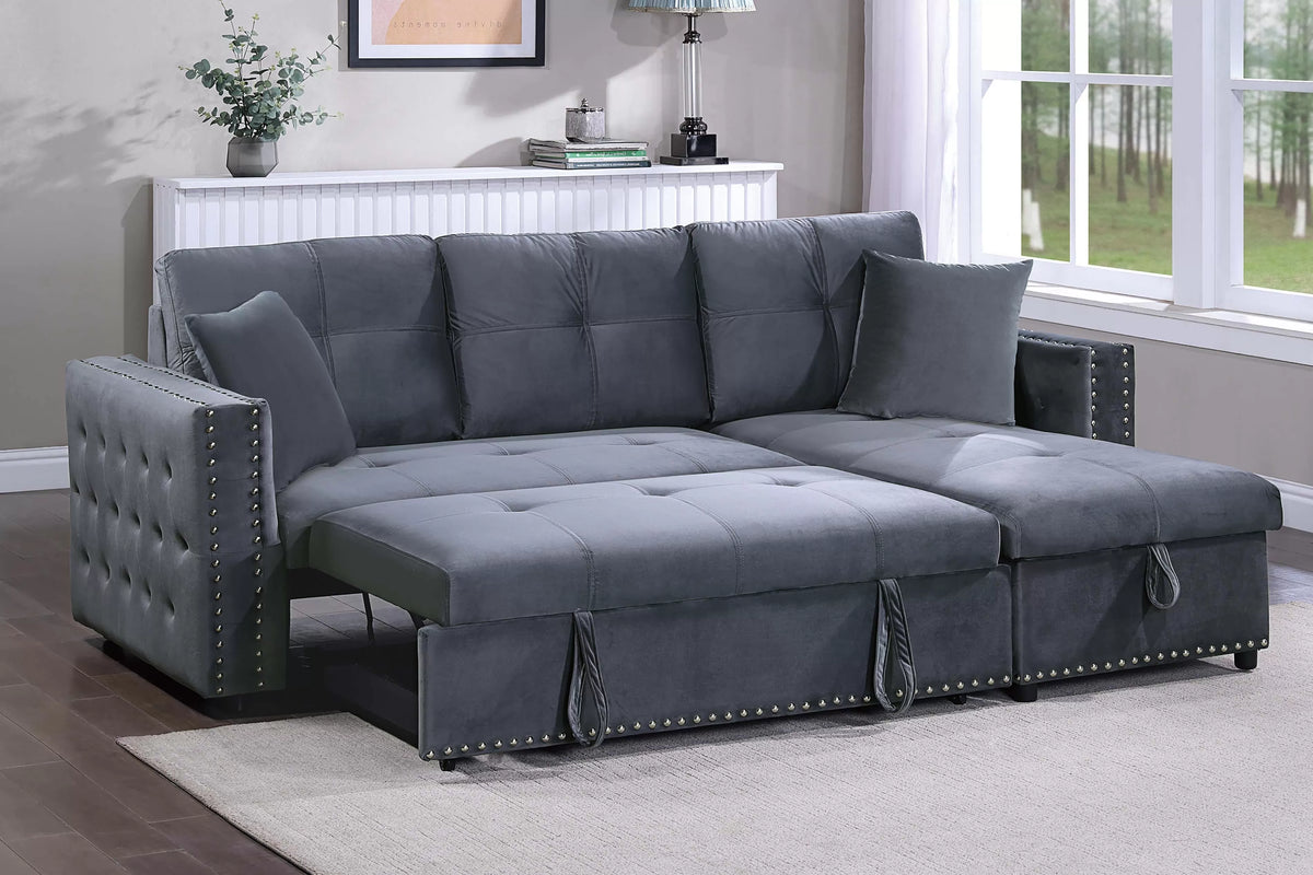 Convertible Sectional – Reversible Convertible Sectional W/Storage – Smoke (F8541)