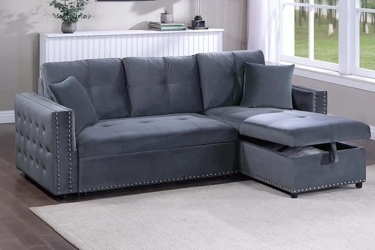 Convertible Sectional – Reversible Convertible Sectional W/Storage – Smoke (F8541)