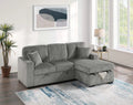 2-Piece Convertible Sectional – Sleeper Sofa W/Fold-Down Table & Chaise Storage – Smoke (F8551)