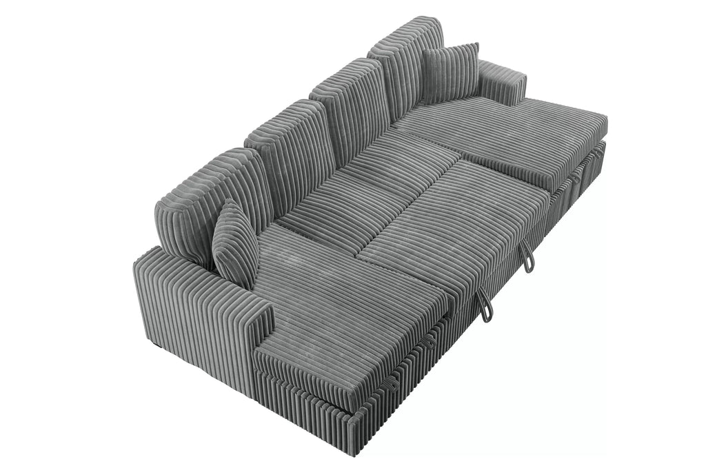 3-Piece Convertible Sectional – Sleeper Sofa & 2 Chaise Storage – Smoke (F8557)