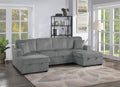 3-Piece Convertible Sectional – Sleeper Sofa & 2 Chaise Storage – Smoke (F8557)