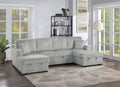 3-Piece Convertible Sectional – Sleeper Sofa & 2 Chaise Storage – Ash (F8558)
