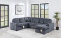 4-Piece Convertible Sectional – Sleeper Sofa, Chaise Storage, Sofa Storage & USB Port – Dark Gray (F8559)