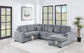 4-Piece Convertible Sectional – Sleeper Sofa, Chaise Storage, Sofa Storage & USB Port – Fog (F8560)