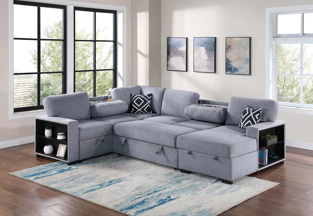 4-Piece Convertible Sectional – Gray (F8561)