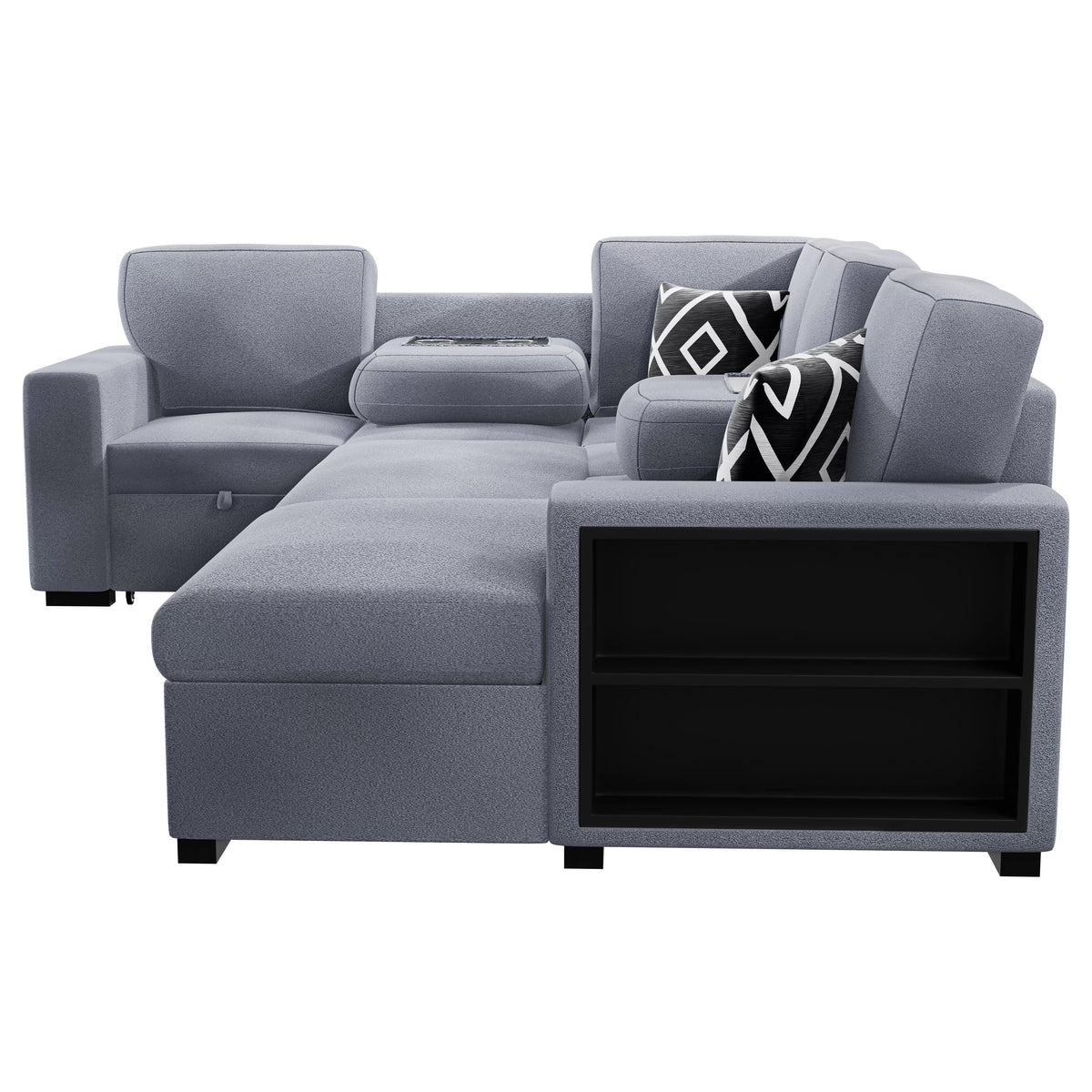 4-Piece Convertible Sectional – Gray (F8561)